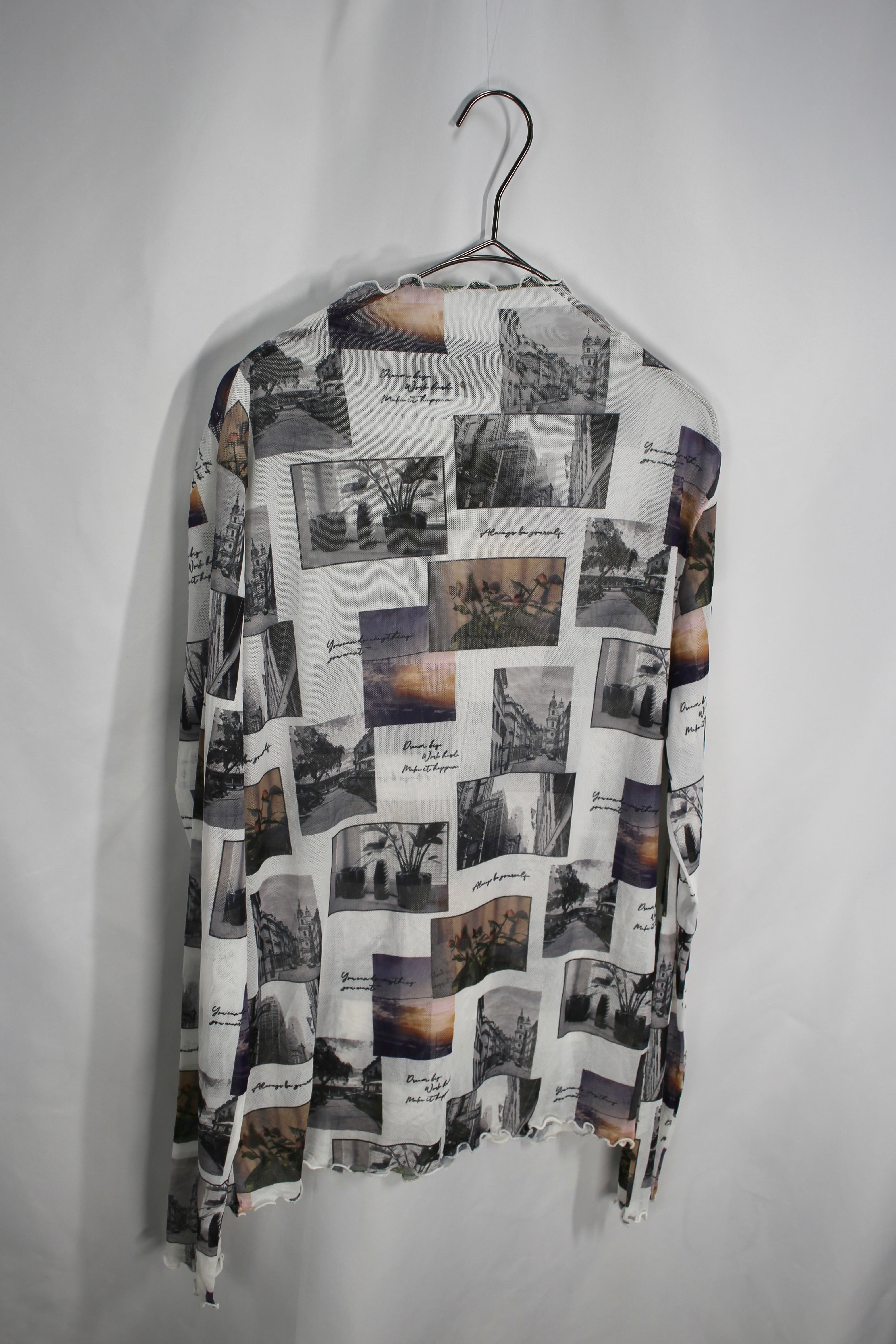 Mesh Top - White,Photo Pattern