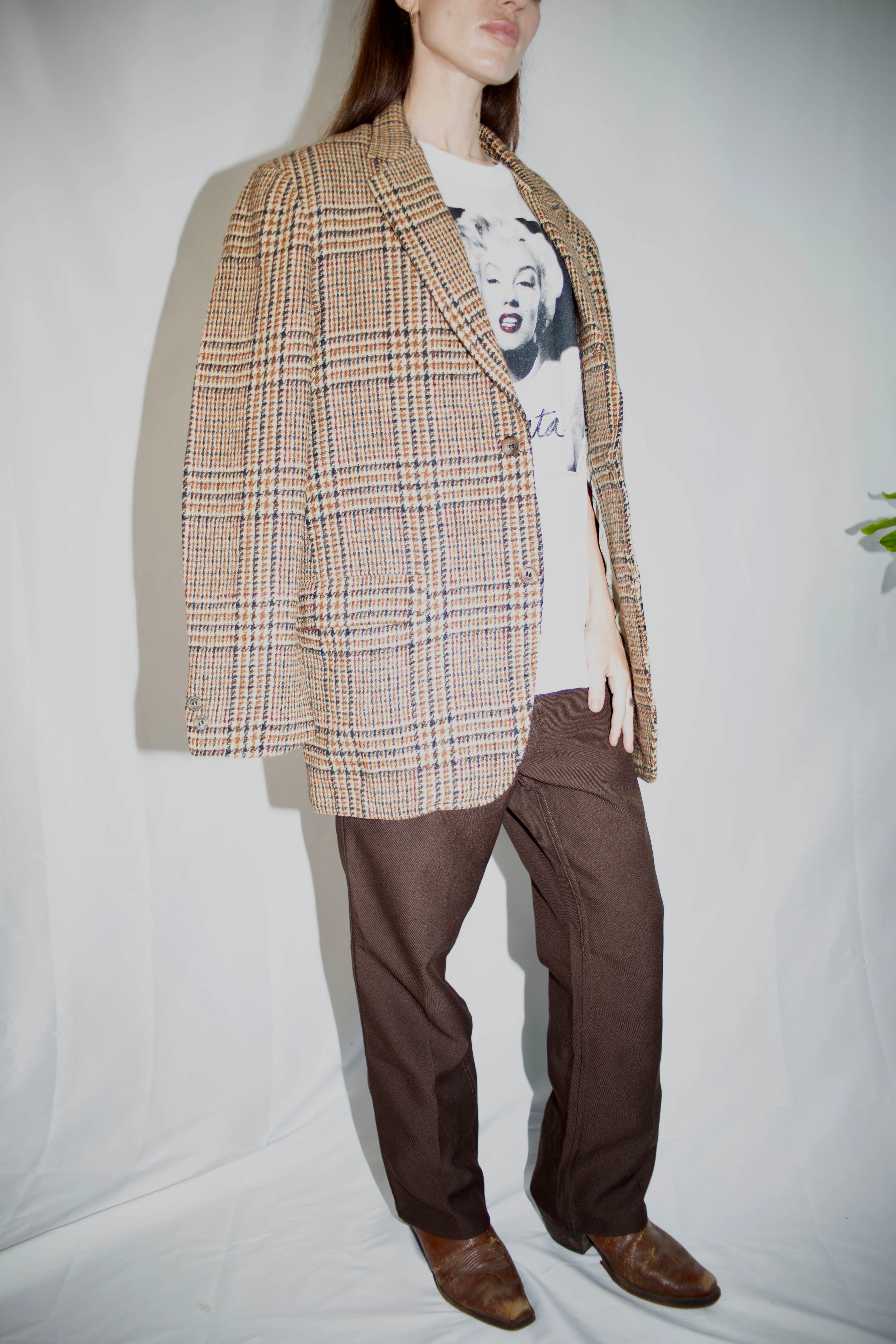 [Harris Tweed] Checkered Tweed Jacket