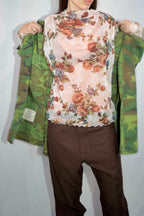 Mesh Top - White,Floral