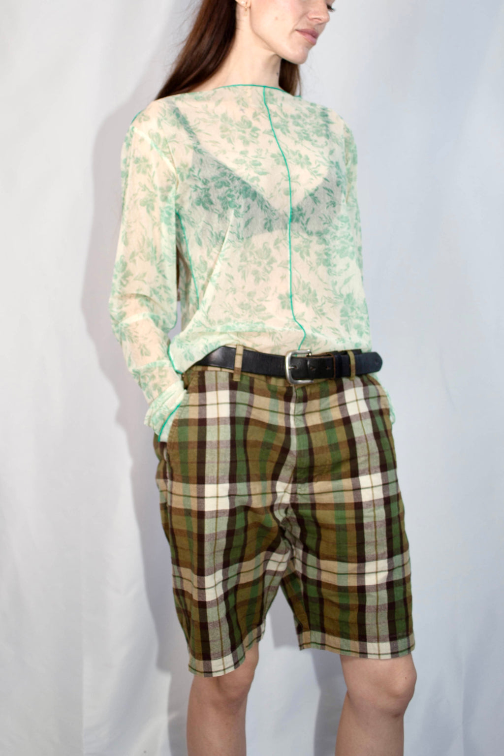 Mesh Top - Green,Floral