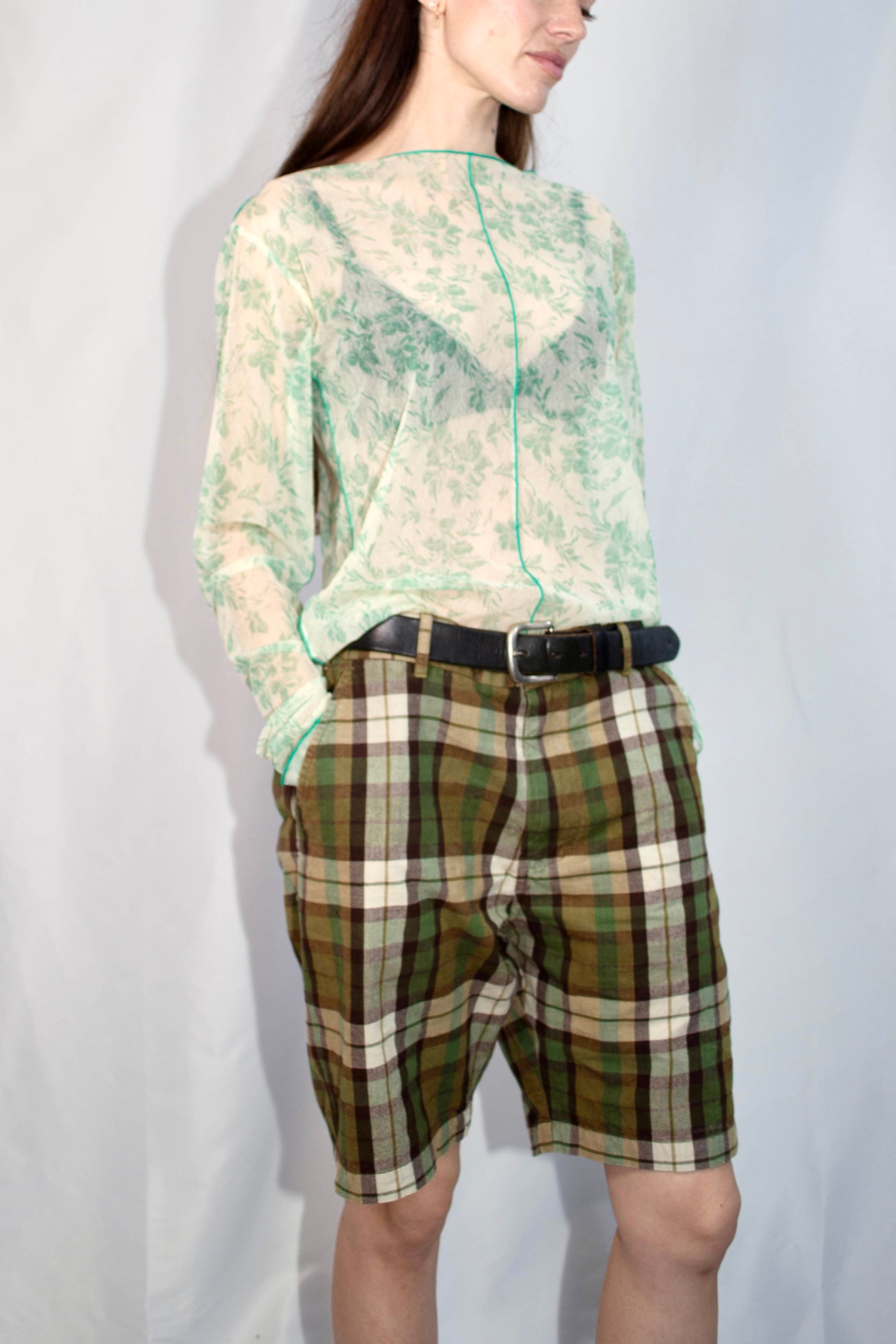 Mesh Top - Green,Floral