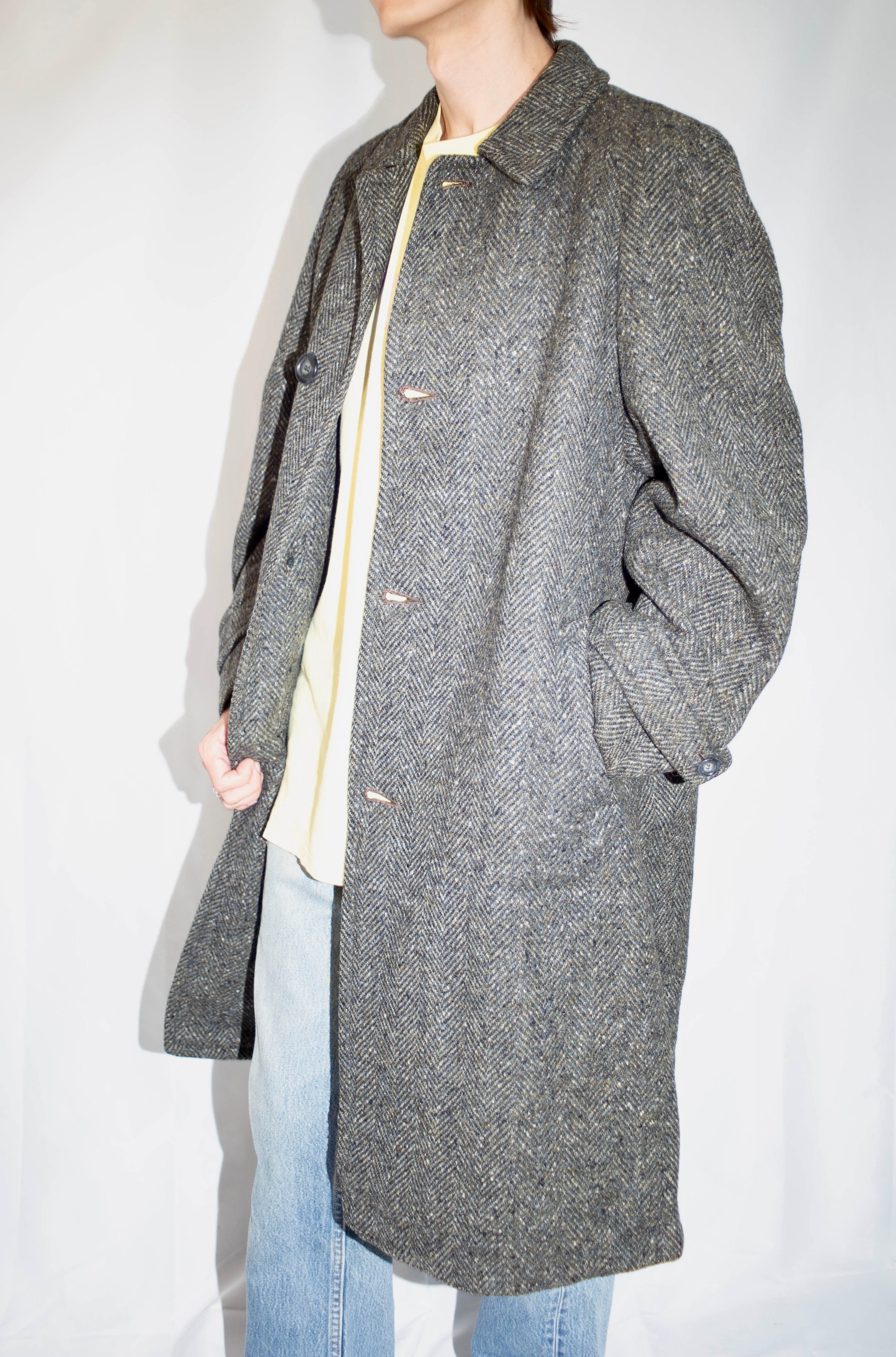 Wool Tweed Coat Grey