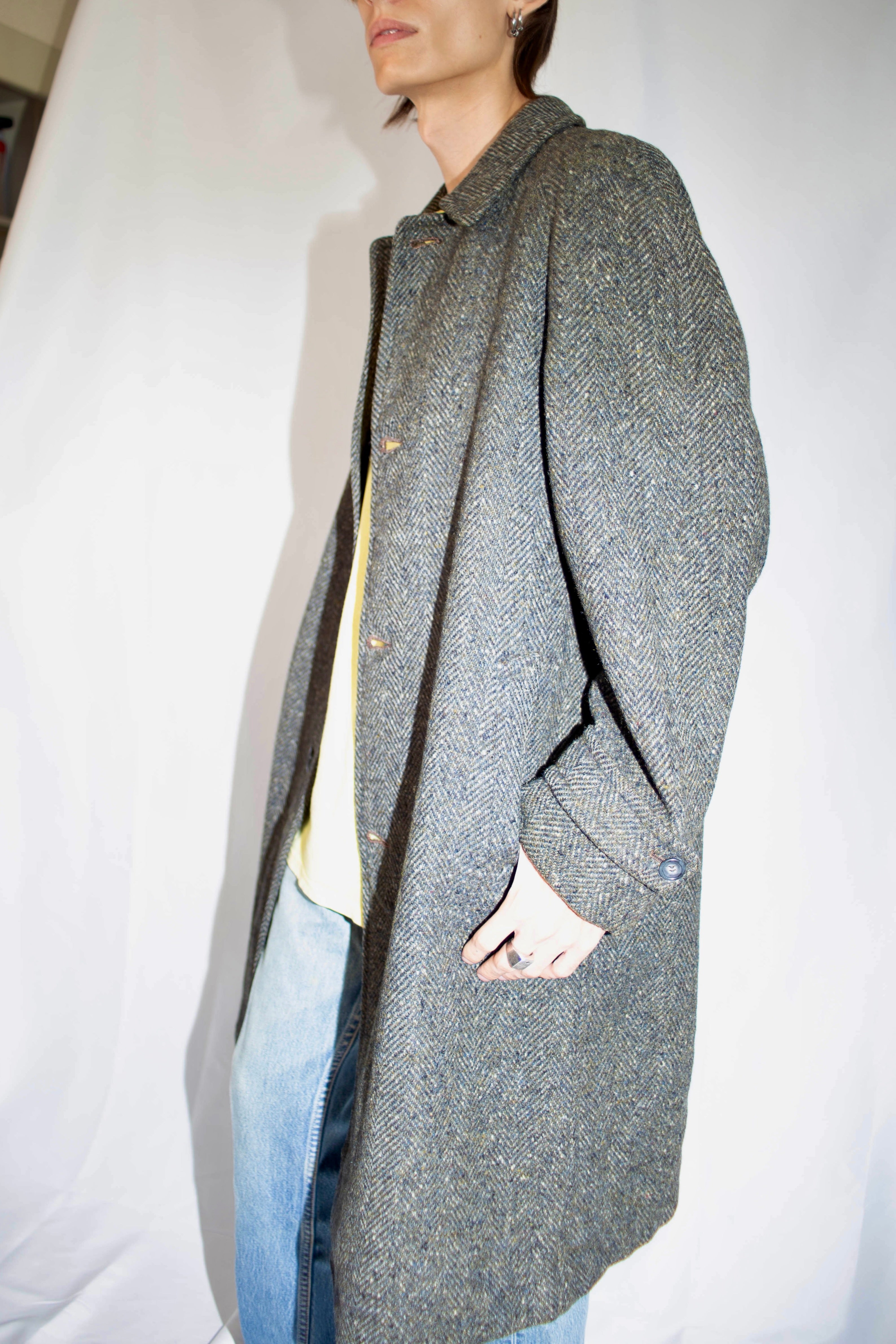 Wool Tweed Coat Grey