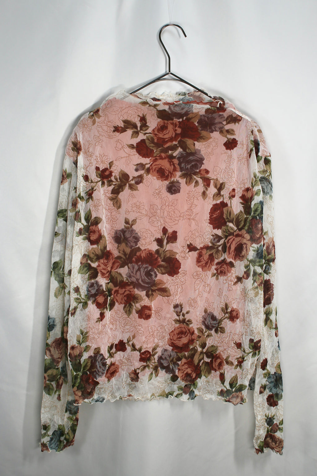 Mesh Top - White,Floral