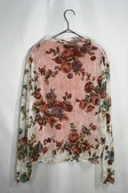 Mesh Top - White,Floral