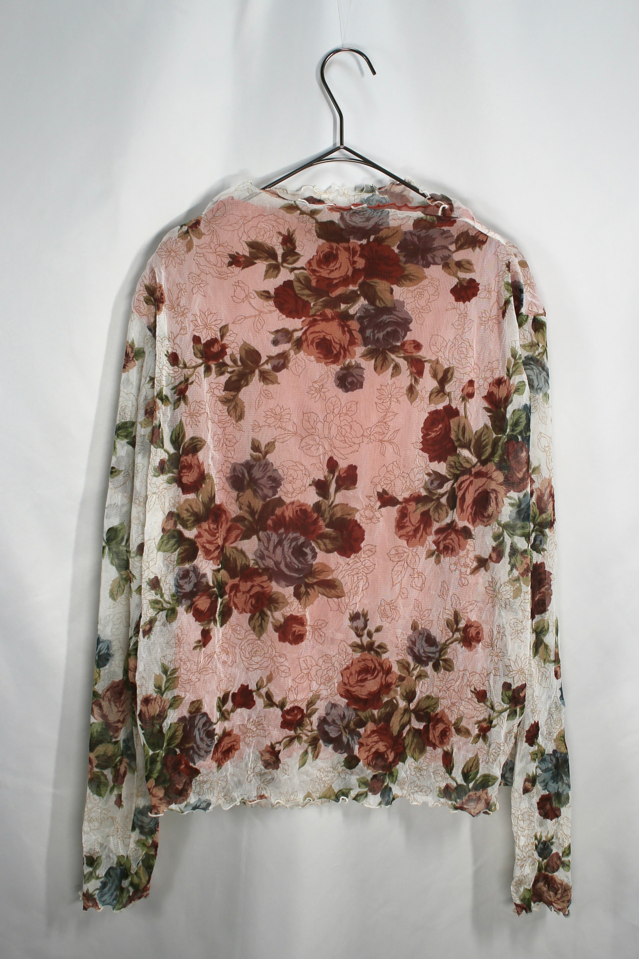 Mesh Top - White,Floral