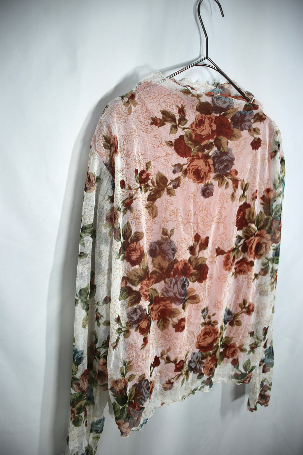 Mesh Top - White,Floral