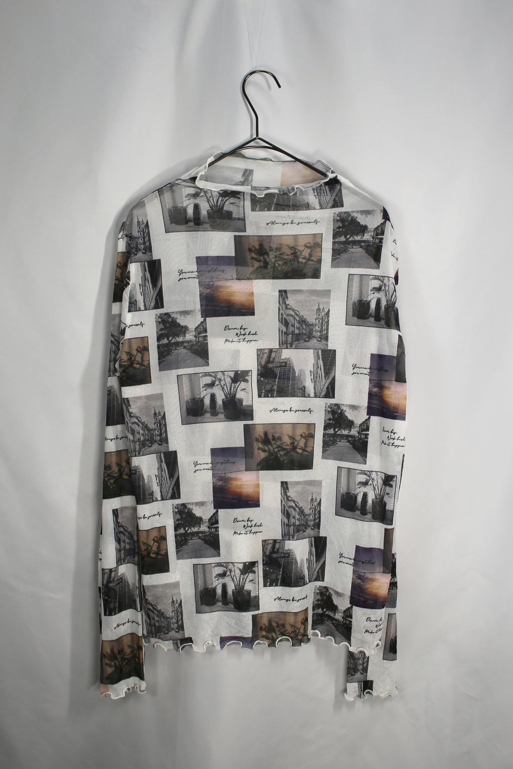 Mesh Top - White,Photo Pattern