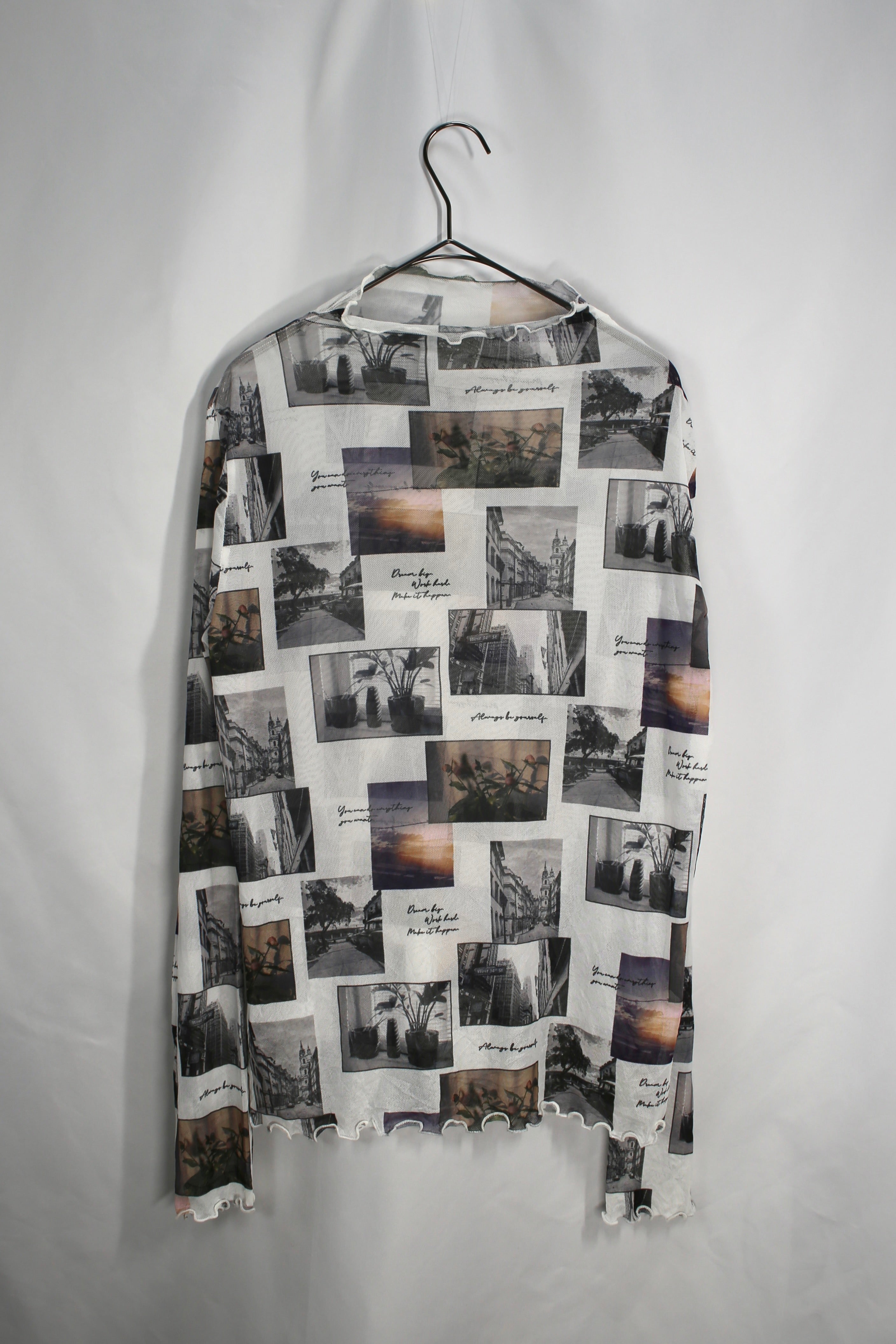 Mesh Top - White,Photo Pattern