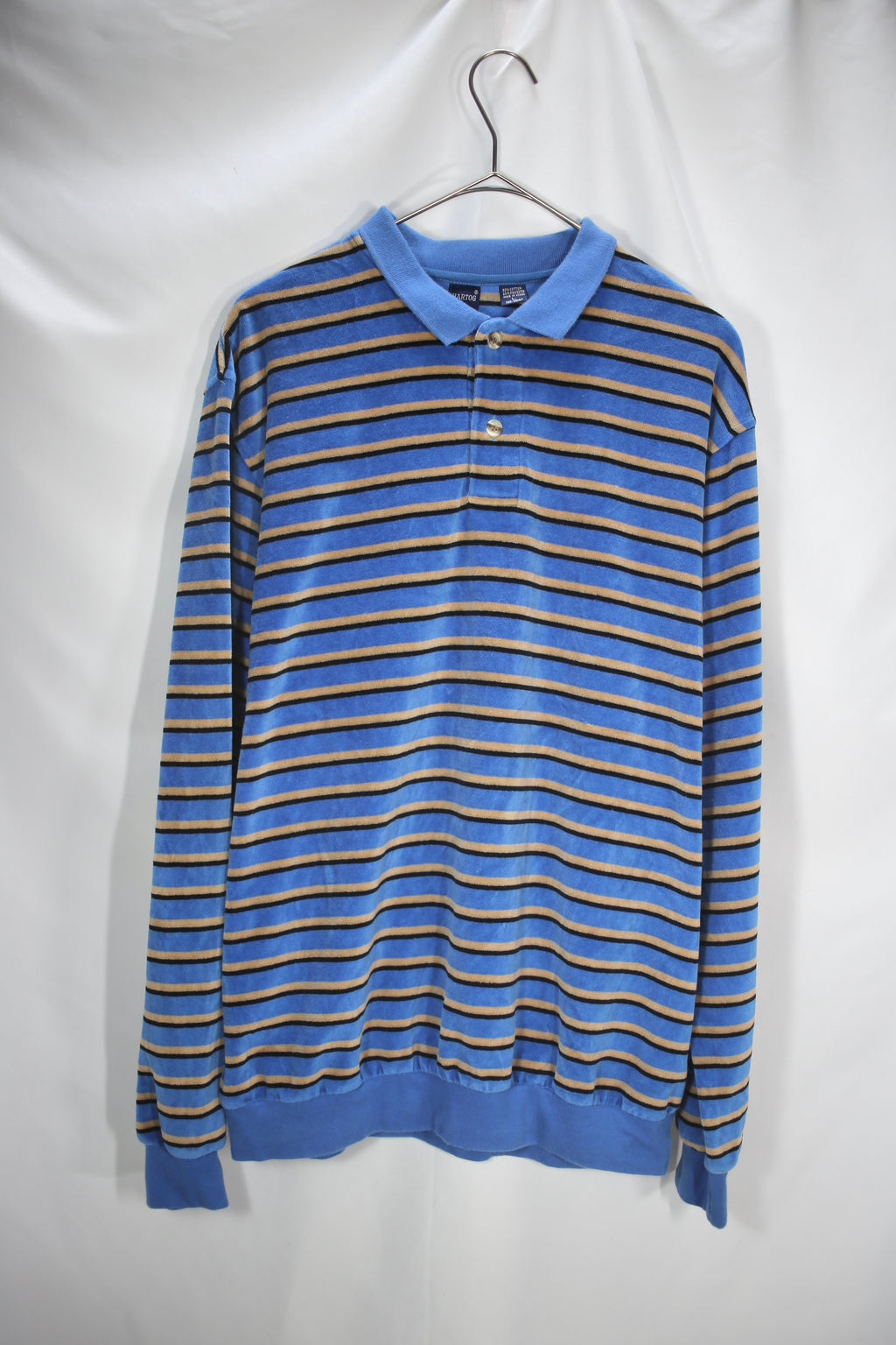 [Hartog] Velour Stripe Knit Polo