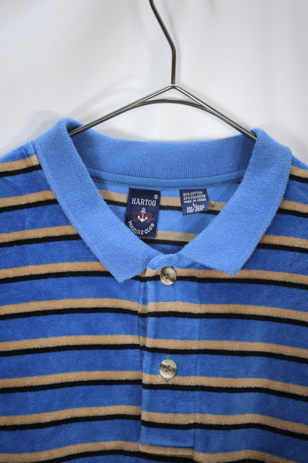 [Hartog] Velour Stripe Knit Polo
