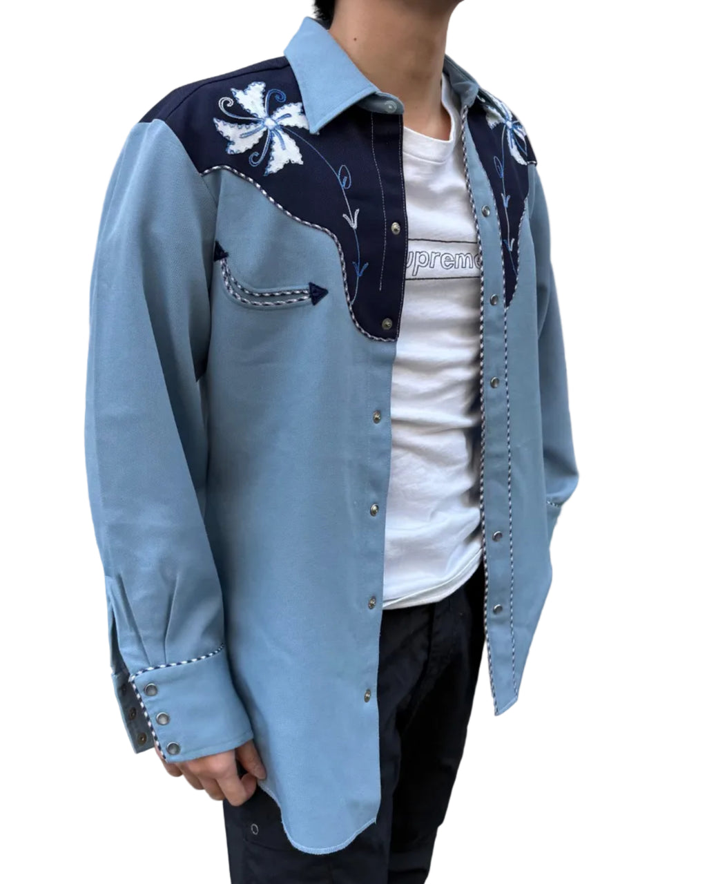 [H BAR C]60s Western Shirt - Light Blue