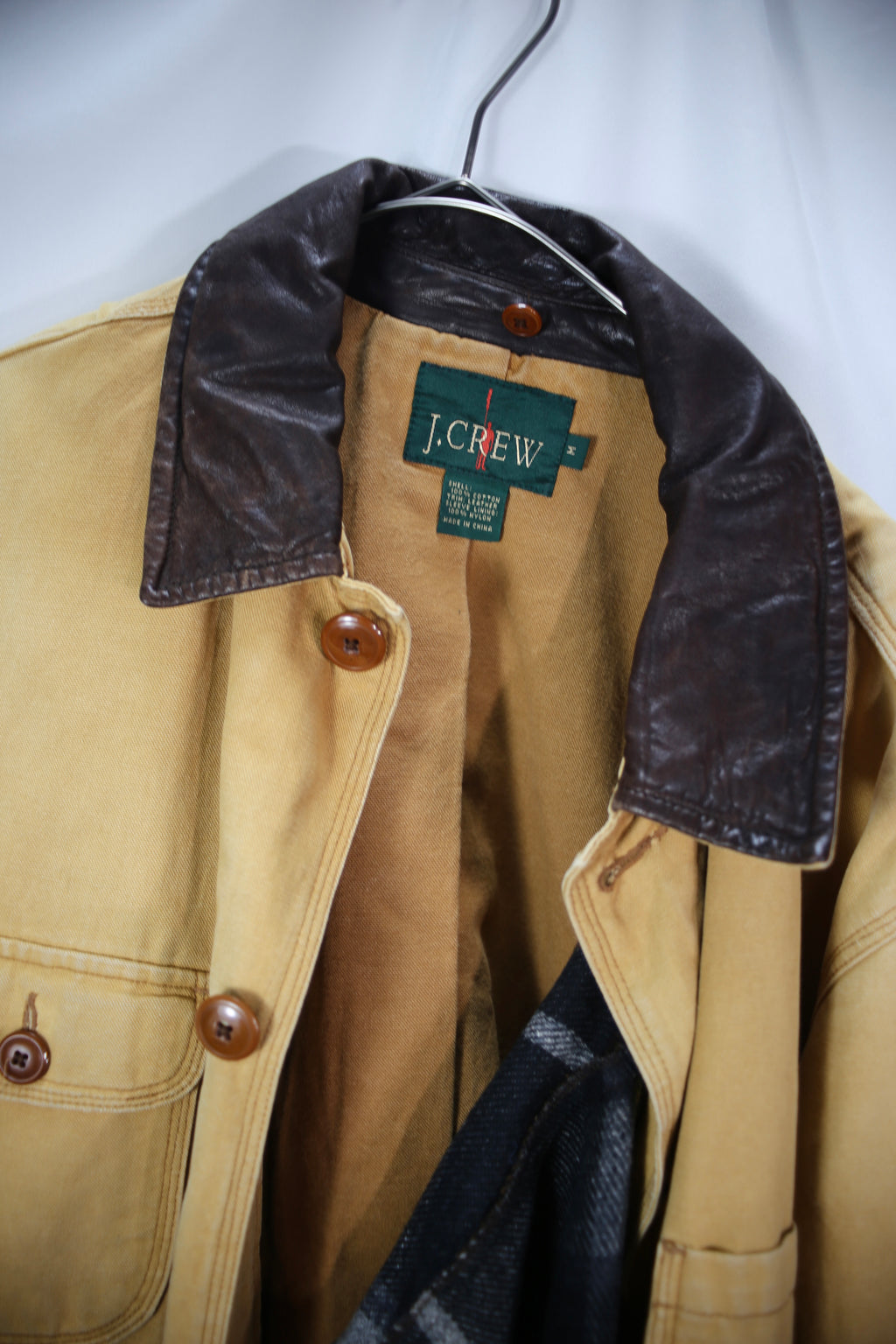 [J Crew] Leather Collar Duck Jacket